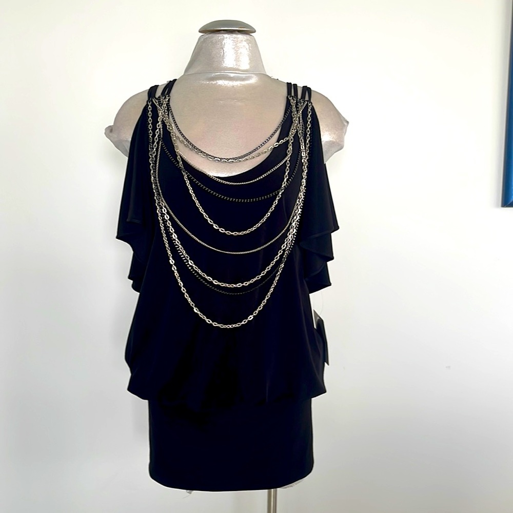 NWT! Beyond mini dress size 2 black with silver chains